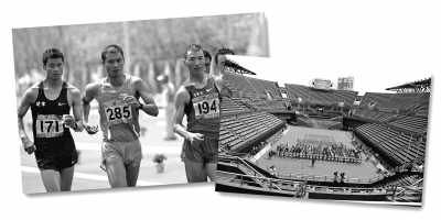 左圖:5月10日,遼寧隊選手耿志耀(左一)在十二運男子50公里競走比賽中。 　　新華社記者 李 鋼攝 　　右圖:6月10日,十二運網(wǎng)球團體賽在大連正式開拍,部分比賽遭遇了“零觀眾”的尷尬場面。 　　人民視覺
