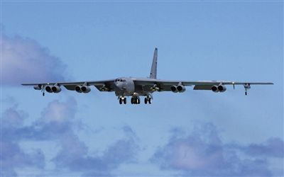 美軍B-52戰(zhàn)略轟炸機(jī)。其為韓三大核保護(hù)傘之一。
