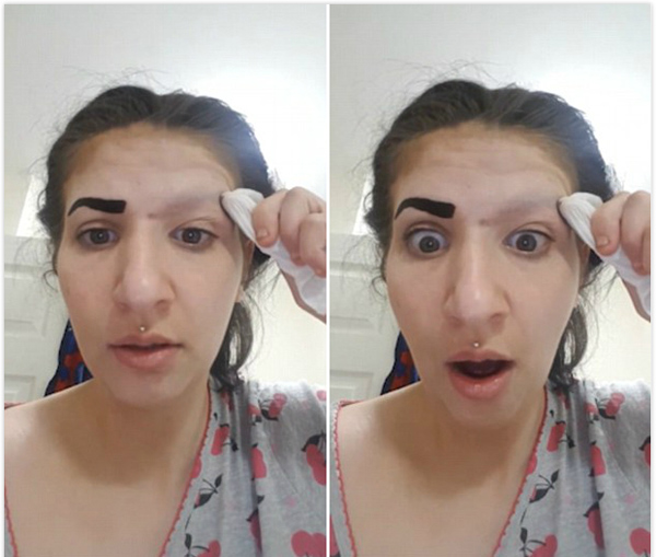 搞笑！女子誤用文眉藥劑導(dǎo)致眉毛不翼而飛