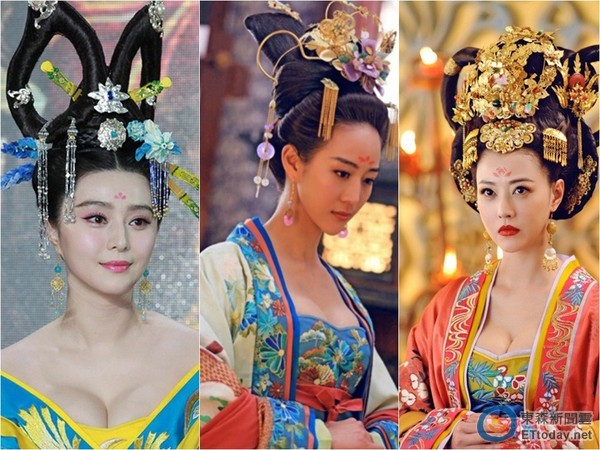 范冰冰、張鈞甯、周海媚，在《武媚娘》中爆乳演出
