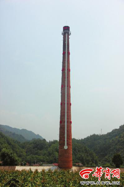 昨日中午，68米高的“溫度計”最上端，顯示著實時溫度